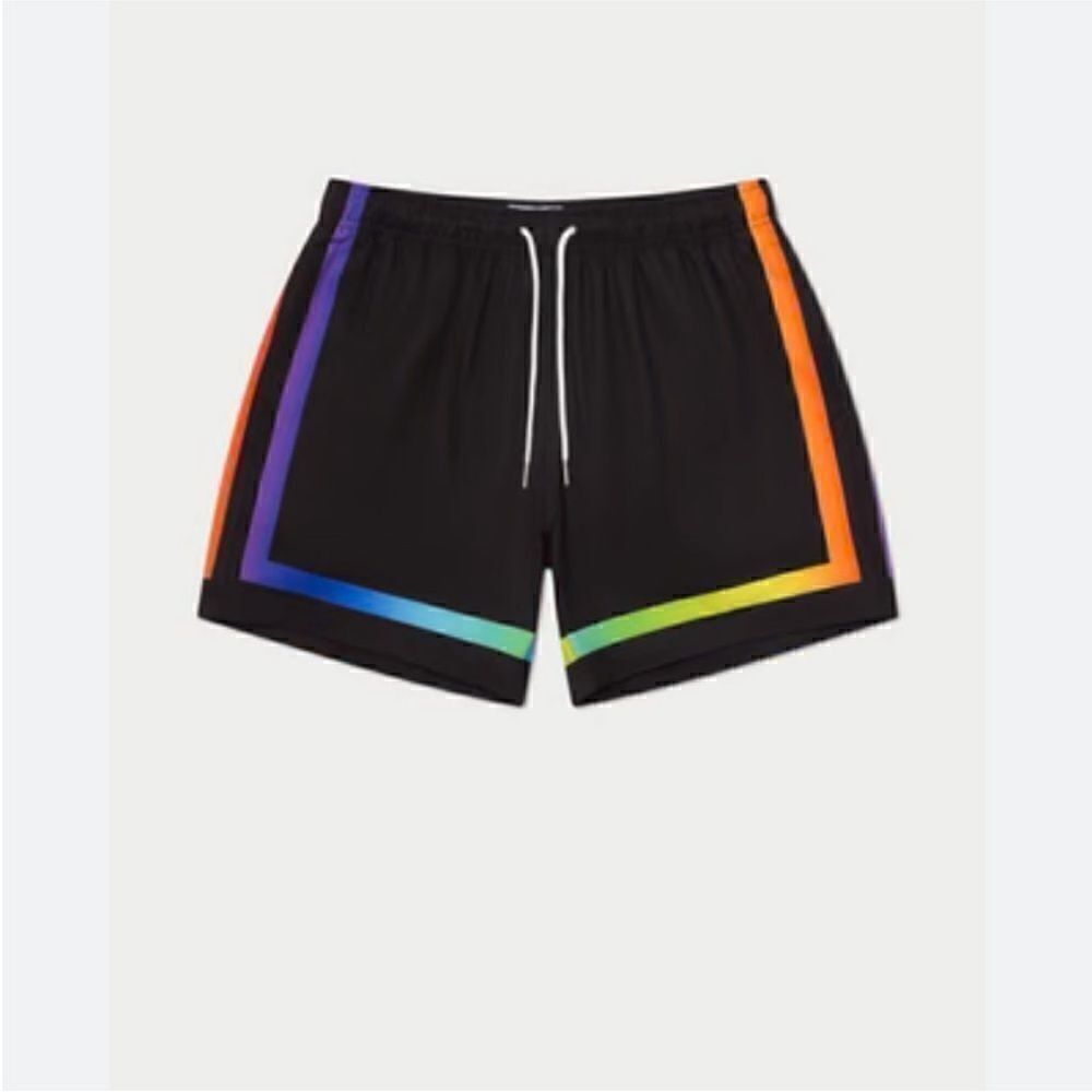 NWT MAVRNS black rainbow game swim short